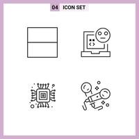 Set of 4 Modern UI Icons Symbols Signs for grid computer bad development karaoke Editable Vector Design Elements