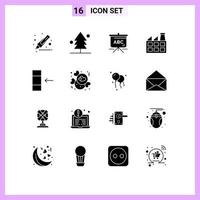 16 Universal Solid Glyphs Set for Web and Mobile Applications chocolate import education data industry Editable Vector Design Elements