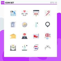 Universal Icon Symbols Group of 16 Modern Flat Colors of milk canned mother christmas candy Editable Pack of Creative Vector Design Elements