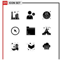 Pictogram Set of 9 Simple Solid Glyphs of mouse click profile wifi internet of things Editable Vector Design Elements