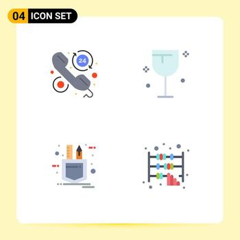 4 iconos planos vectoriales temáticos y símbolos editables de las horas de parche del cliente herramientas de alimentos elementos de diseño vectorial editables vector