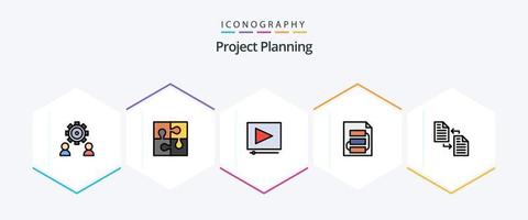 Project Planing 25 FilledLine icon pack including tactic. planning. solution. file. project vector