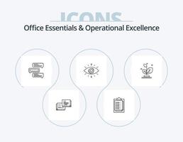 Office Essentials And Operational Exellence Line Icon Pack 5 Icon Design. eye. gammer. folder. user. vector