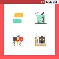 4 User Interface Flat Icon Pack of modern Signs and Symbols of chat bloone message biochemistry heart Editable Vector Design Elements