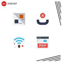 Modern Set of 4 Flat Icons Pictograph of cross data call cafe program Editable Vector Design Elements