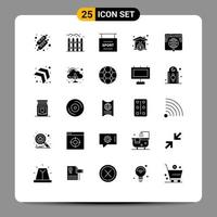 grupo universal de símbolos de iconos de 25 glifos sólidos modernos de elementos de diseño vectorial editables de firma de letrero de red de Internet vector