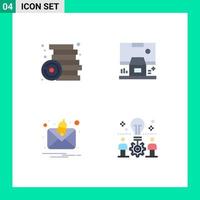 Set of 4 Modern UI Icons Symbols Signs for brick room play center message Editable Vector Design Elements