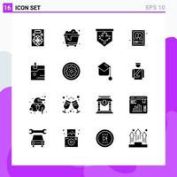 Solid Glyph Pack of 16 Universal Symbols of technology data canada business night Editable Vector Design Elements