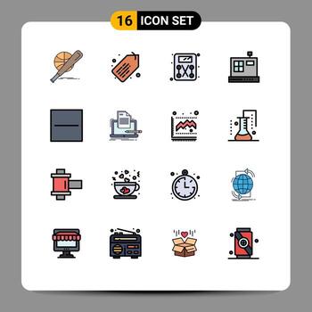 16 interfaz de usuario paquete de líneas llenas de color plano de signos y símbolos modernos de menos borrar dieta cerrar comercio elementos de diseño de vectores creativos editables