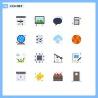 Set of 16 Modern UI Icons Symbols Signs for earth interaction decoration calculator bubble Editable Pack of Creative Vector Design Elements