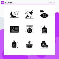 Modern Set of 9 Solid Glyphs and symbols such as healthcare doctor tool stethoscope device Editable Vector Design Elements