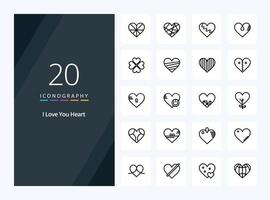 20 Heart Outline icon for presentation vector