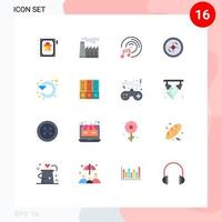 Group of 16 Flat Colors Signs and Symbols for left circle smoke location navigation Editable Pack of Creative Vector Design Elements