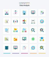 Creative Data Analysis 25 Flat icon pack  Such As flowchart. setting. analytics. management. develop vector