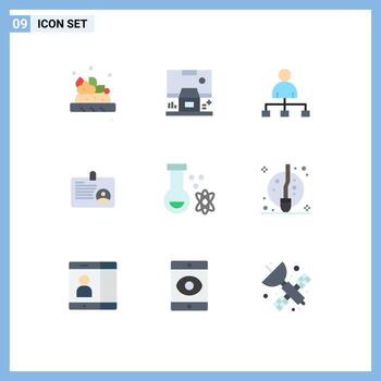 Universal Icon Symbols Group of 9 Modern Flat Colors of potion employee user id user Editable Vector Design Elements