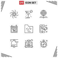 9 Creative Icons Modern Signs and Symbols of folder growth cloud browser network Editable Vector Design Elements