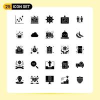 25 Universal Solid Glyphs Set for Web and Mobile Applications clothes hotel gear homestay ultrasound Editable Vector Design Elements