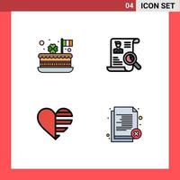 4 Creative Icons Modern Signs and Symbols of cake search festival portfolio love Editable Vector Design Elements