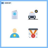 Pack of 4 creative Flat Icons of card avatar passport important user Editable Vector Design Elements