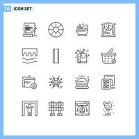 Universal Icon Symbols Group of 16 Modern Outlines of historic bridge medical think learning Editable Vector Design Elements