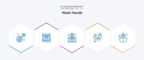 Wash Hands 25 Blue icon pack including washing. hands. report. protect. medical vector