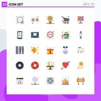 conjunto de 25 iconos modernos de la interfaz de usuario signos de símbolos para el diseño de la configuración de los cultivos checkout compras elementos de diseño vectorial editables vector