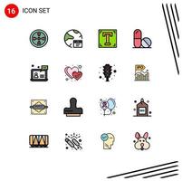 16 Universal Flat Color Filled Line Signs Symbols of chat space designer science text Editable Creative Vector Design Elements