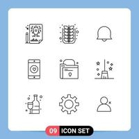 Outline Pack of 9 Universal Symbols of folder like tree mobile application application Editable Vector Design Elements