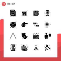 Pictogram Set of 16 Simple Solid Glyphs of control female chef buy cook info Editable Vector Design Elements