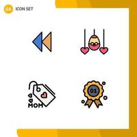 4 iconos creativos signos y símbolos modernos de control amor video pascua madre elementos de diseño vectorial editables vector