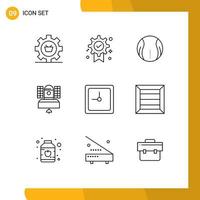 Mobile Interface Outline Set of 9 Pictograms of communication broadcast winner satellite sport Editable Vector Design Elements