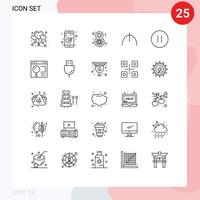 Pack of 25 creative Lines of pause control day turkmenistan manat Editable Vector Design Elements