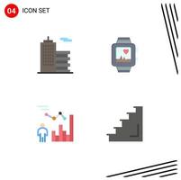 4 Creative Icons Modern Signs and Symbols of building data office love management Editable Vector Design Elements