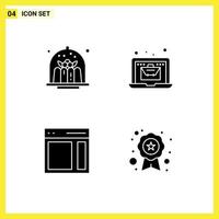 Group of 4 Solid Glyphs Signs and Symbols for brownie communication dessert laptop right Editable Vector Design Elements