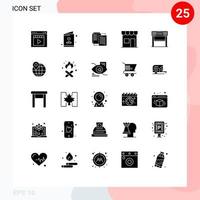 25 concepto de glifo sólido para sitios web, móviles y aplicaciones, construcción de tarjetas de quiosco minorista, elementos de diseño vectorial editables wlan vector