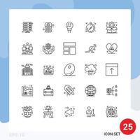 Pictogram Set of 25 Simple Lines of cog guide speaker compass sport Editable Vector Design Elements