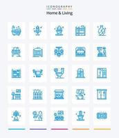 Creative Home And Living 25 Blue icon pack  Such As living. table. bunk bed. screen. home vector