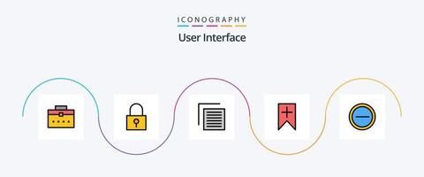 User Interface Line Filled Flat 5 Icon Pack Including minus. user. document. interface. tag vector