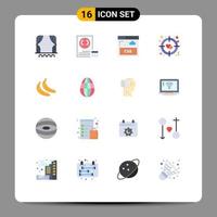 16 Universal Flat Colors Set for Web and Mobile Applications fruit banana planning target heart Editable Pack of Creative Vector Design Elements