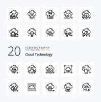 20 Cloud Technology Line icon Pack like secure share cloud cloud new vector