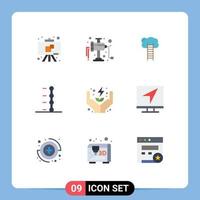 Universal Icon Symbols Group of 9 Modern Flat Colors of energy transmission career car stairs Editable Vector Design Elements