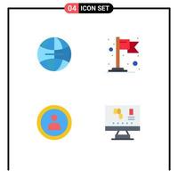 4 Thematic Vector Flat Icons and Editable Symbols of global biology flag interface laboratory Editable Vector Design Elements