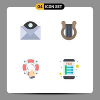 Group of 4 Modern Flat Icons Set for communication nation email greece guard Editable Vector Design Elements