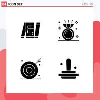 4 User Interface Solid Glyph Pack of modern Signs and Symbols of artificial aim intelligent engagement bulls Editable Vector Design Elements