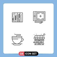 Group of 4 Filledline Flat Colors Signs and Symbols for tile drawing design coding tea Editable Vector Design Elements