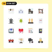 Group of 16 Flat Colors Signs and Symbols for remove delete office cancel graphic Editable Pack of Creative Vector Design Elements