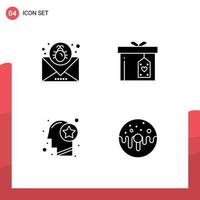 User Interface Solid Glyph Pack of modern Signs and Symbols of attack head mail box mind Editable Vector Design Elements