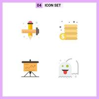 4 Flat Icon concept for Websites Mobile and Apps art business drawing coins marketing Editable Vector Design Elements