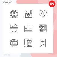 9 Thematic Vector Outlines and Editable Symbols of id card medical setting hospital happy Editable Vector Design Elements