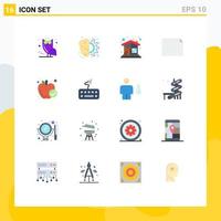 16 Thematic Vector Flat Colors and Editable Symbols of apple file thinking document home Editable Pack of Creative Vector Design Elements